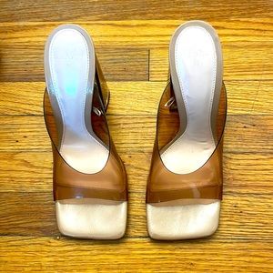 Zara clear tan block heels